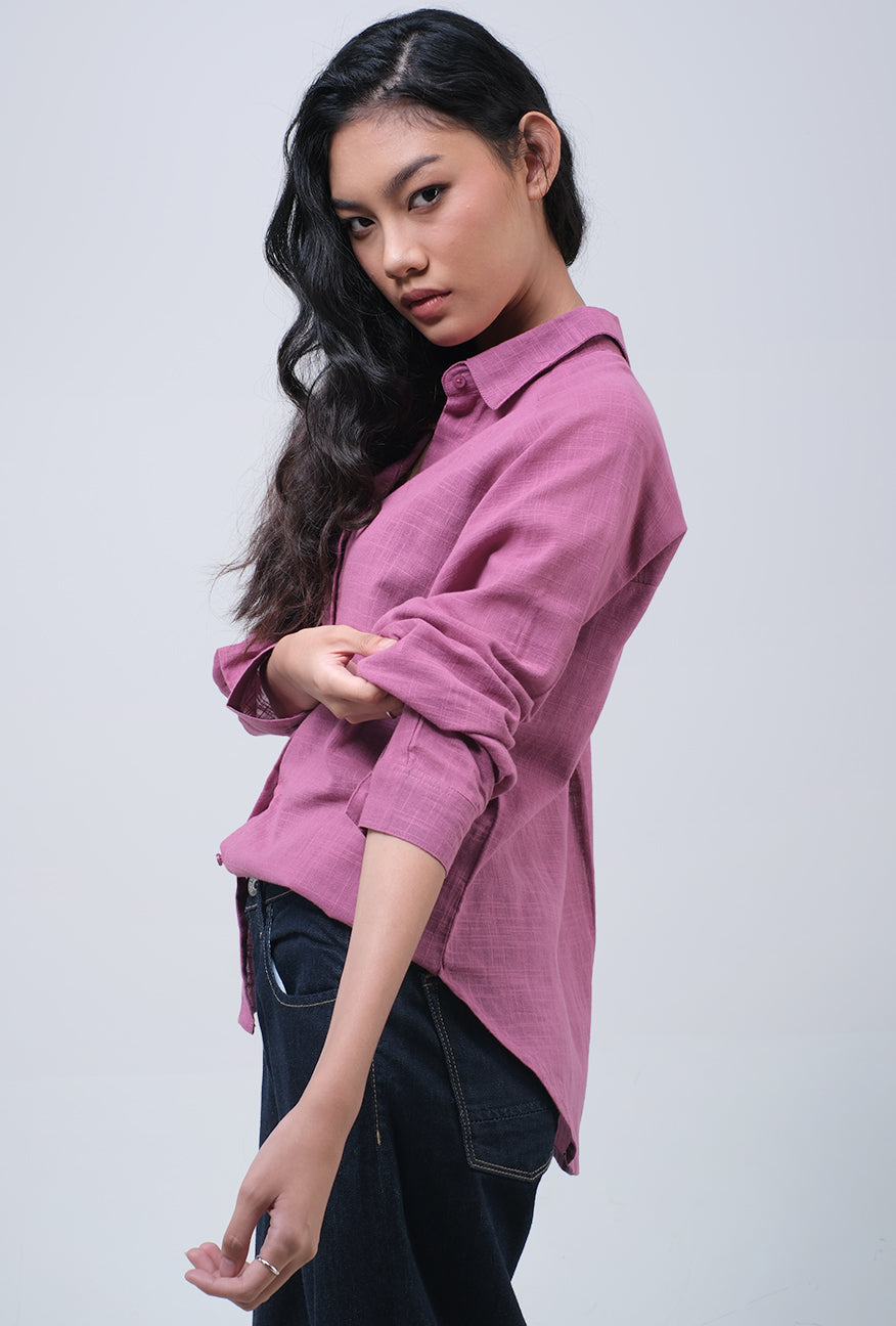 Kemeja Lengan Panjang Eftychia Purple