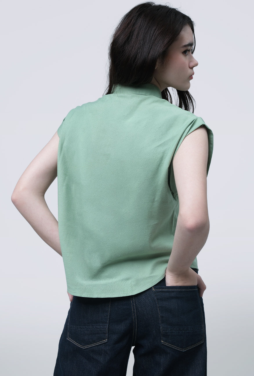 Kemeja Lengan Pendek Oryna Green Exclusive Online