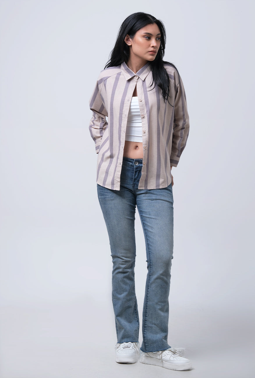 Kemeja Lengan Panjang Chiaran Khaki Grey