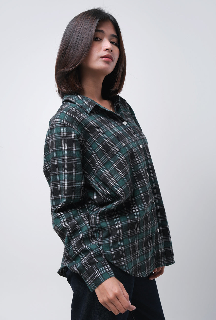 Kemeja Flanel Jenna Green Black