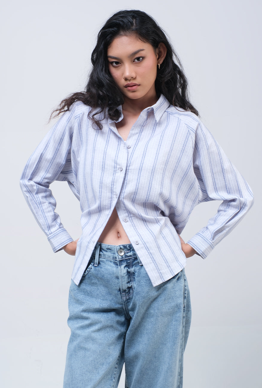 Kemeja Lengan Panjang Oleli Grey Blue