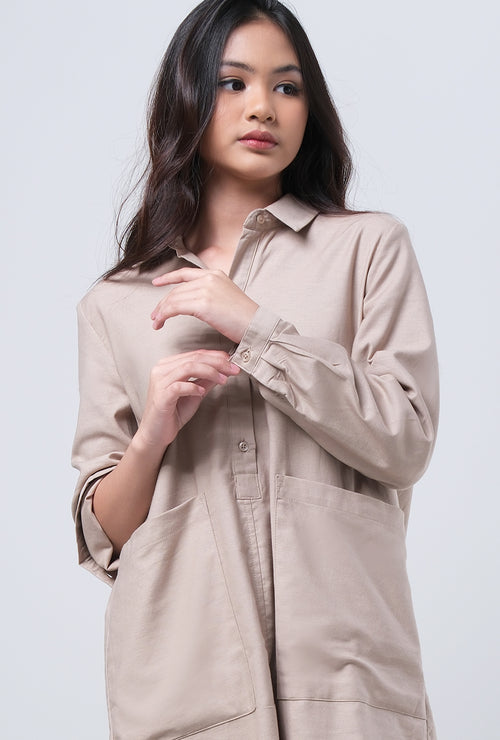 Dress Lengan Panjang Estella Khaki