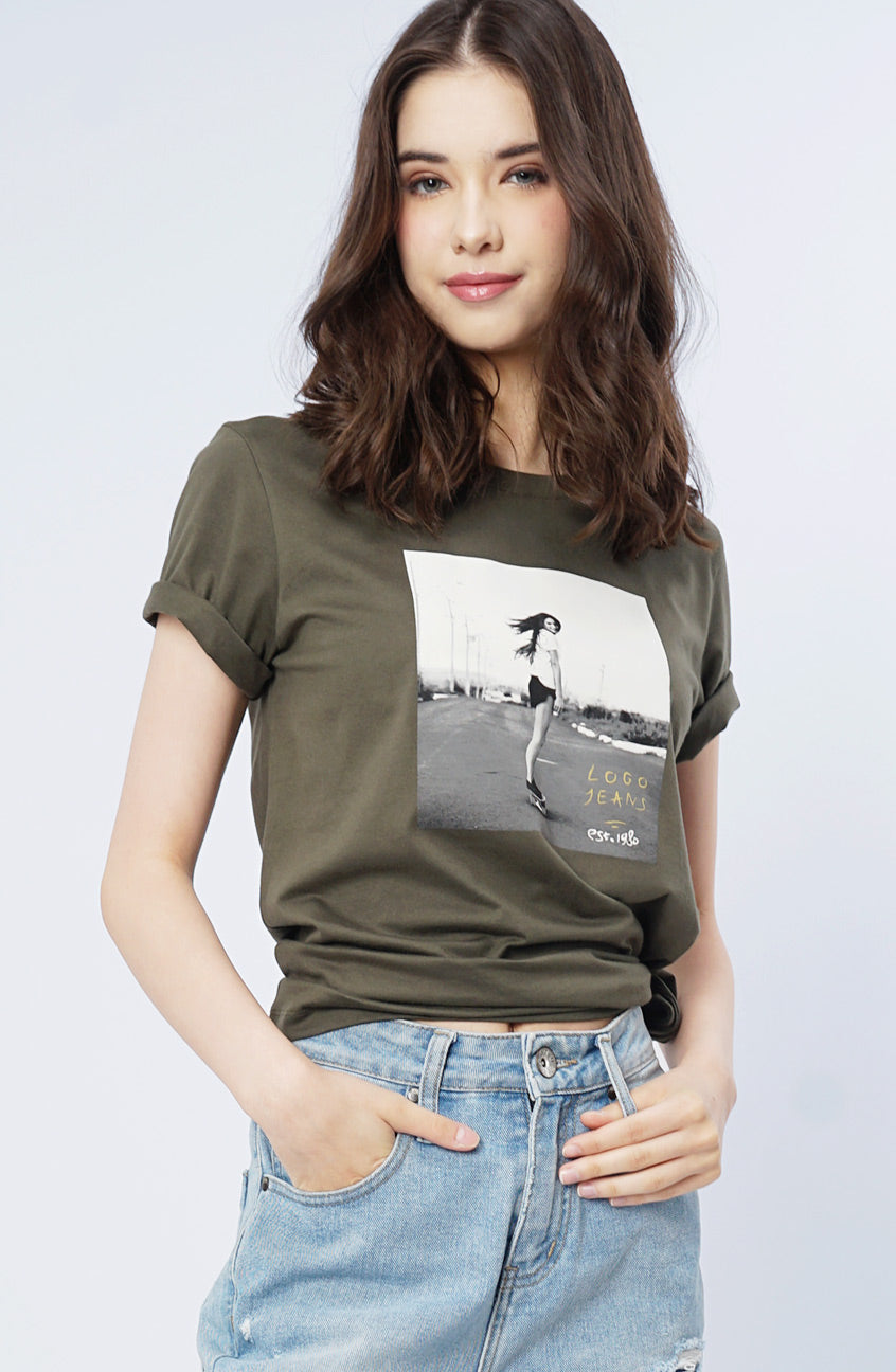 T-Shirt Lengan Pendek Dyra Olive