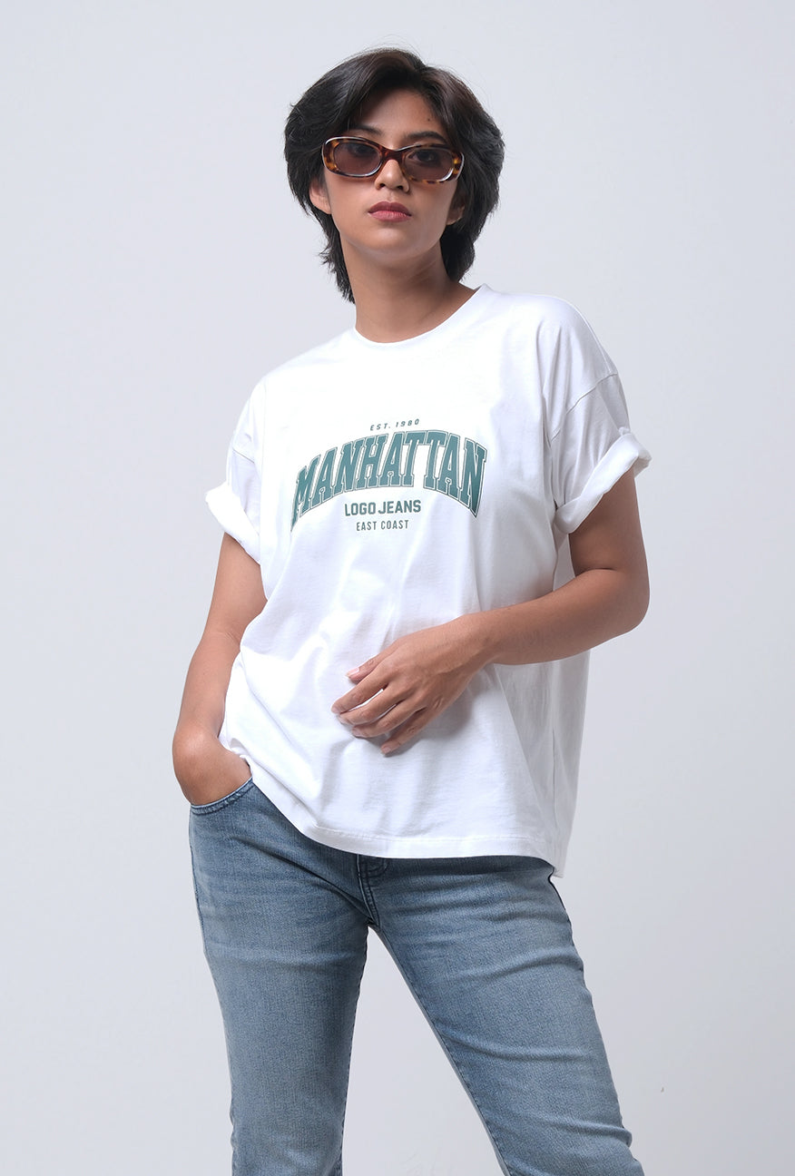 T-Shirt Oversized Lengan Pendek Leana Offwhite