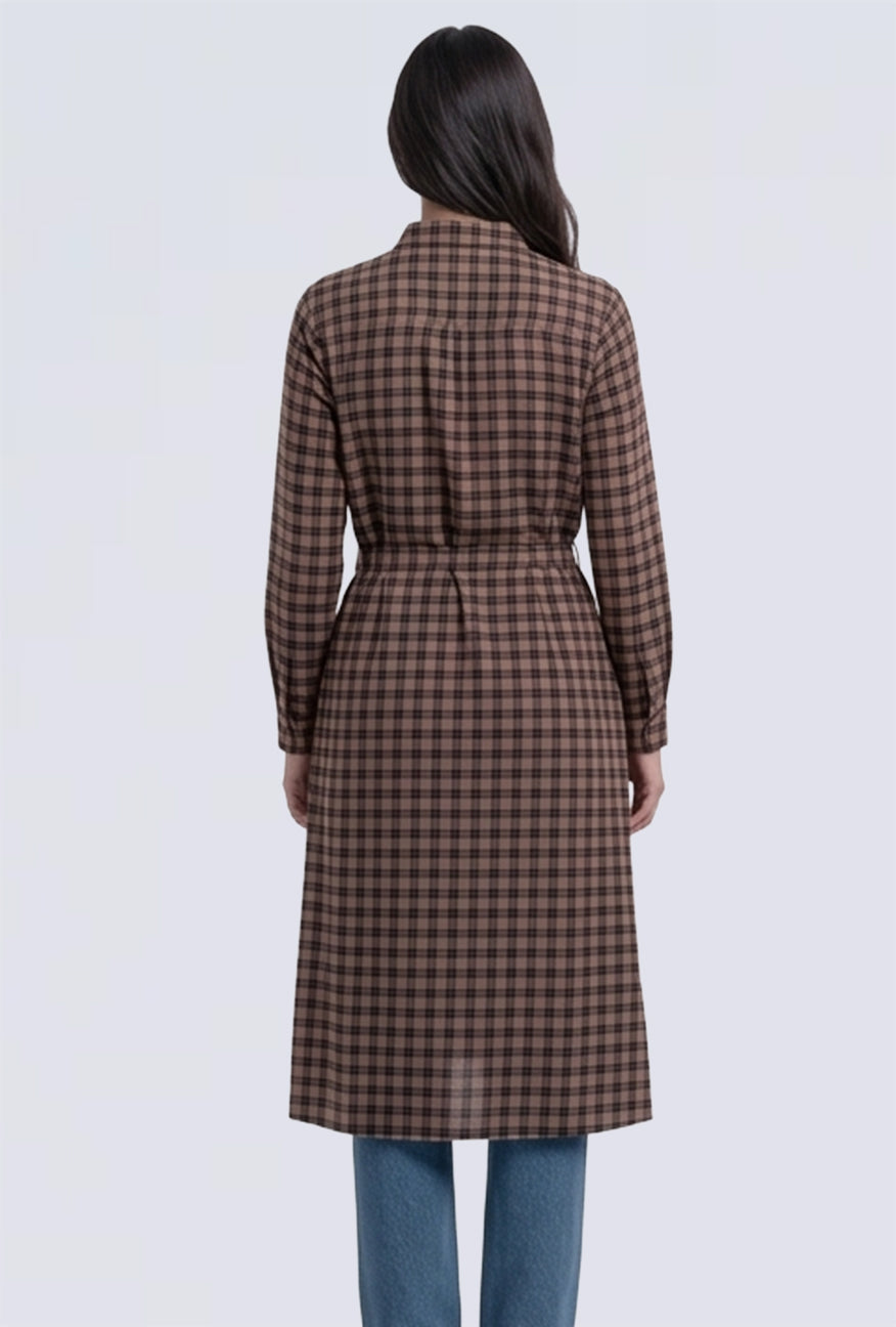 Dress Lengan Panjang Kavita Brown Black