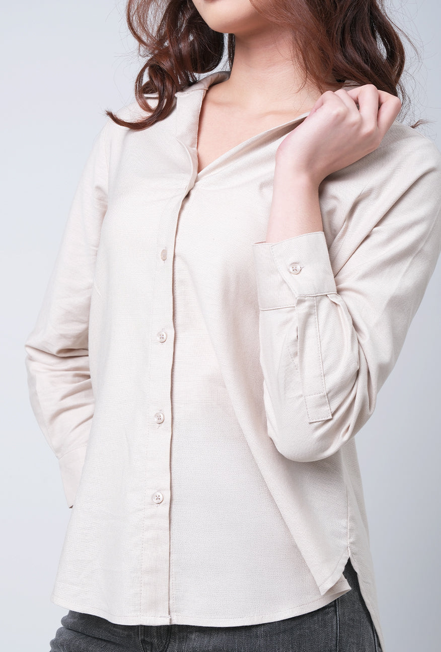 Kemeja Lengan Panjang Ninette Khaki