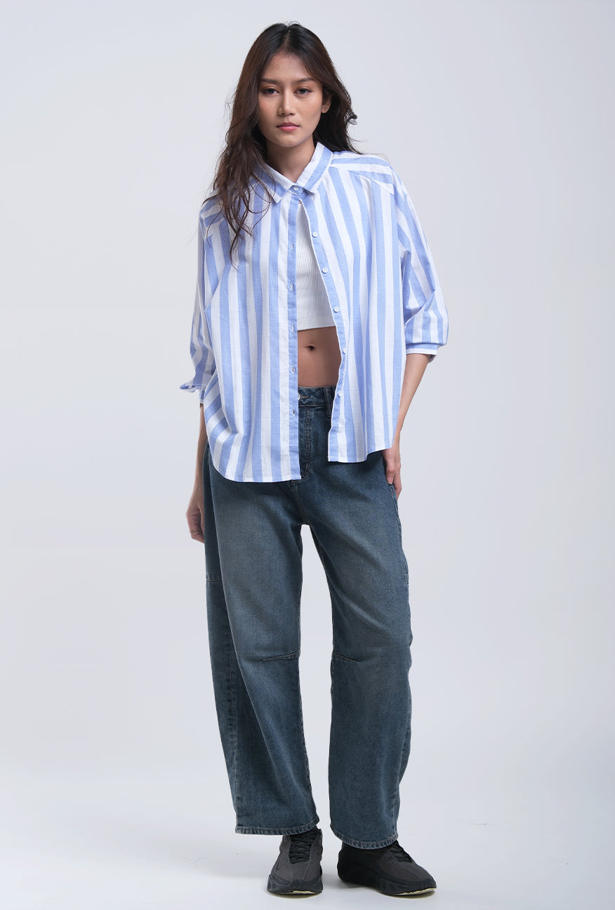 Kemeja Lengan Panjang Griffyn Blue White