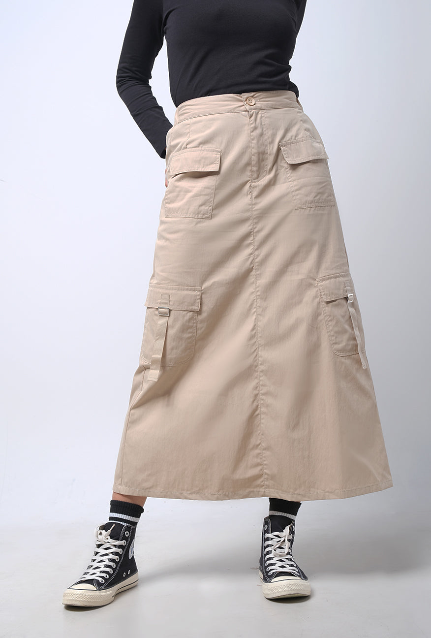 Rok Panjang Kehlani Khaki Long Skirt – LOGO JEANS