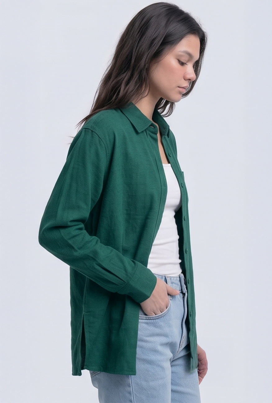 Kemeja Lengan Panjang Windy Dark Green