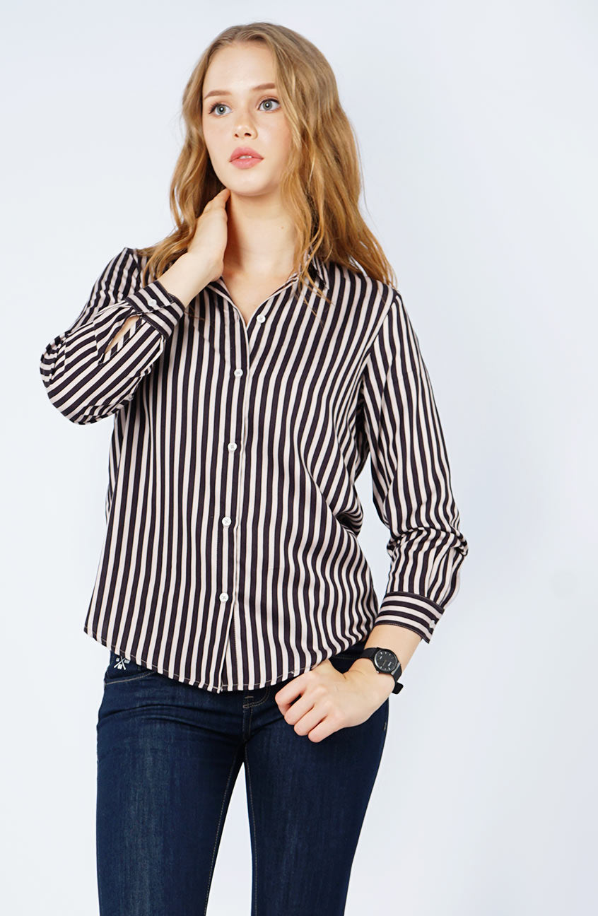 Kemeja Lengan Panjang Barly Khaki Black