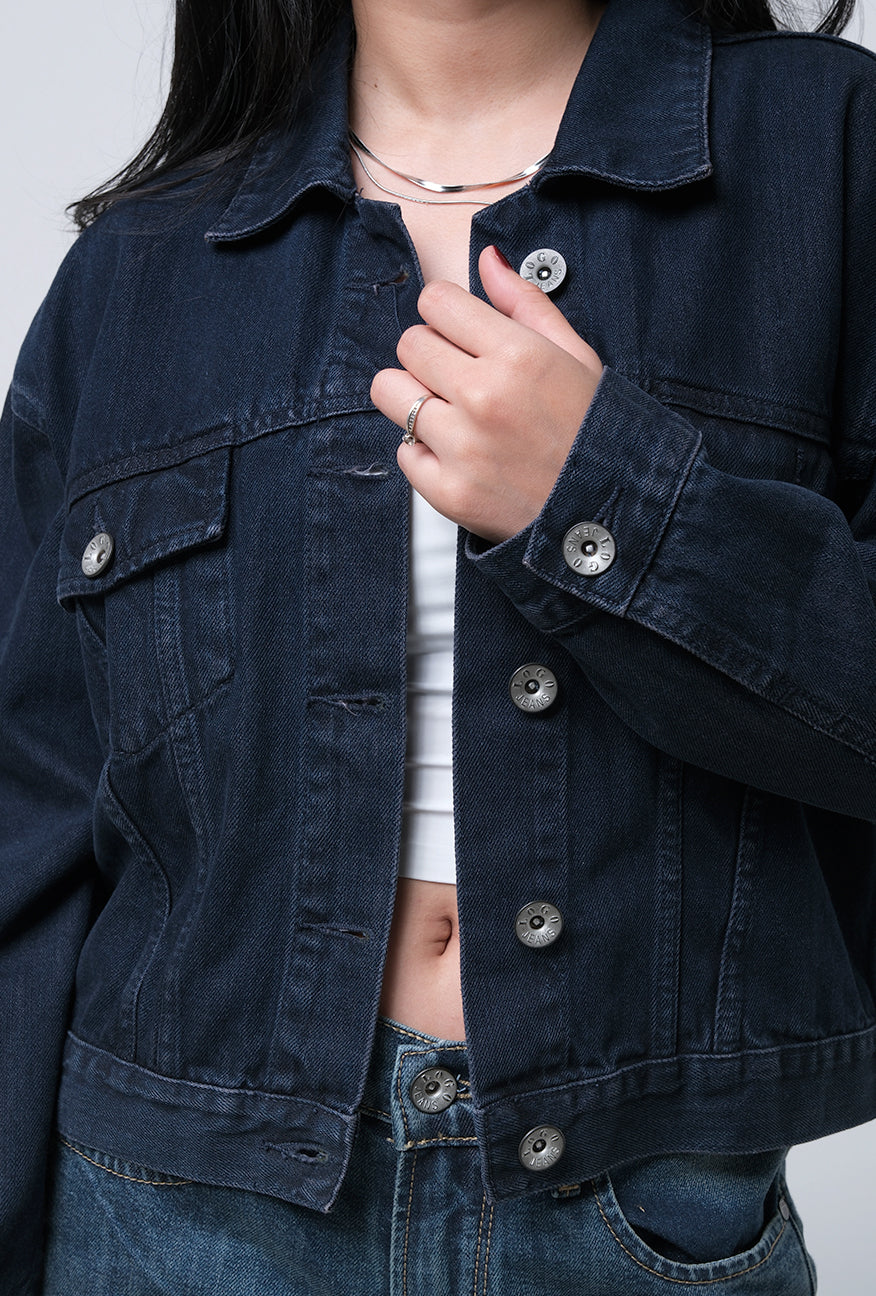 Jaket Jeans Crop New Logo Od Blue