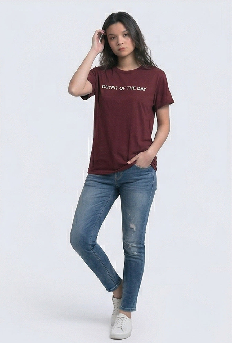 T-Shirt Lengan Pendek Fill It Maroon