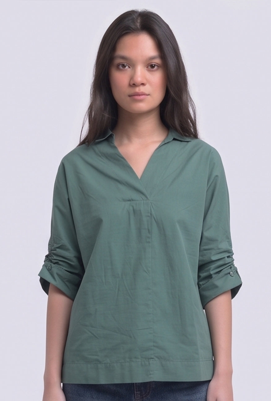 Kemeja Lengan Pendek Syasya Green