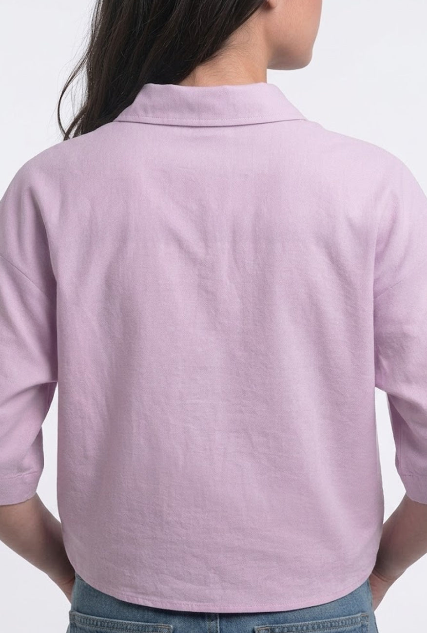 Kemeja Lengan Pendek Aurel Purple Pink