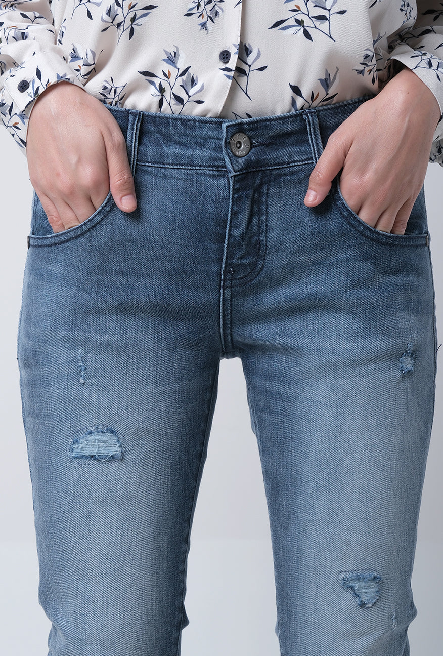 Jeans Bootcut J5 Series Light Blue With Destroy