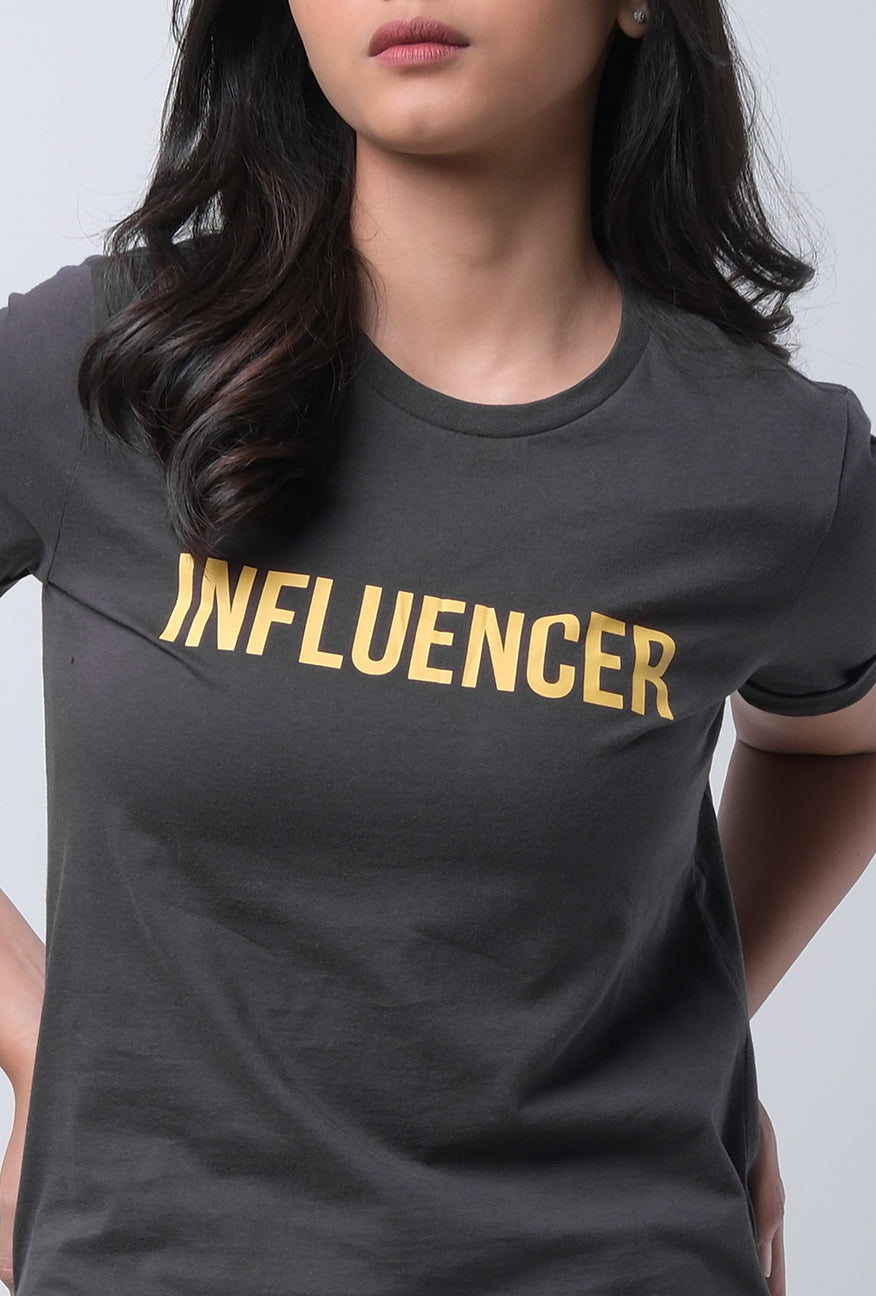 T-Shirt Lengan Pendek Influencer Dark Grey