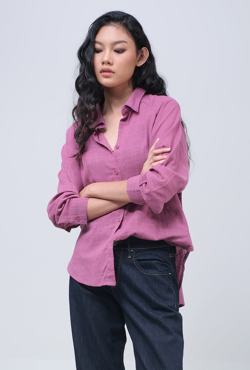 Kemeja Lengan Panjang Eftychia Purple