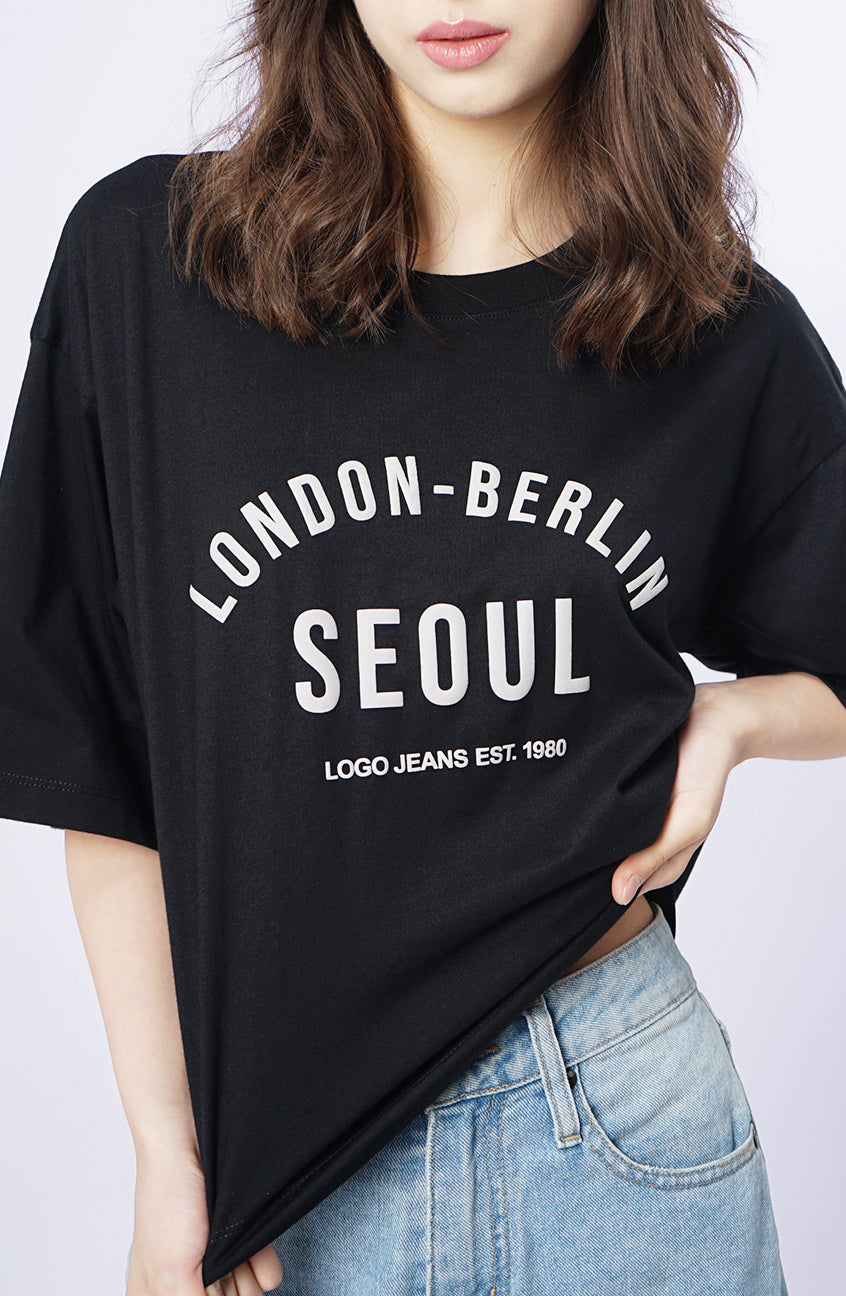 T-Shirt Crop Top Lengan Pendek Cadenza Black