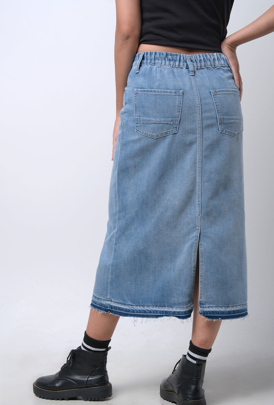 Midi Skirt Denim Jenaira Medium Blue