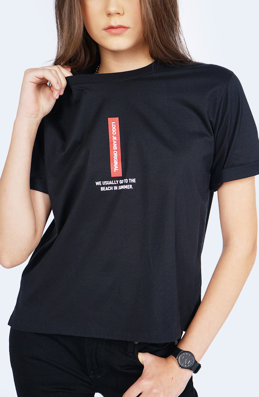 T-Shirt Regular Lengan Pendek Callia Black