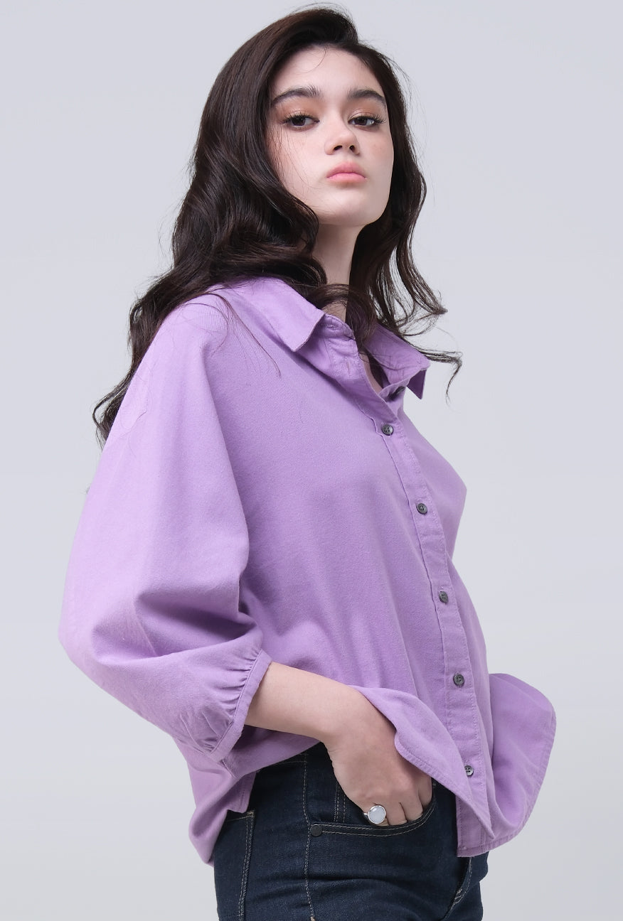 Kemeja Lengan Panjang Shenny Lavender