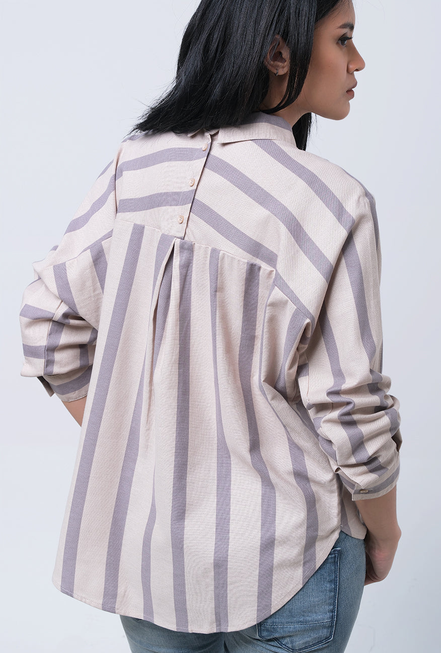 Kemeja Lengan Panjang Chiaran Khaki Grey