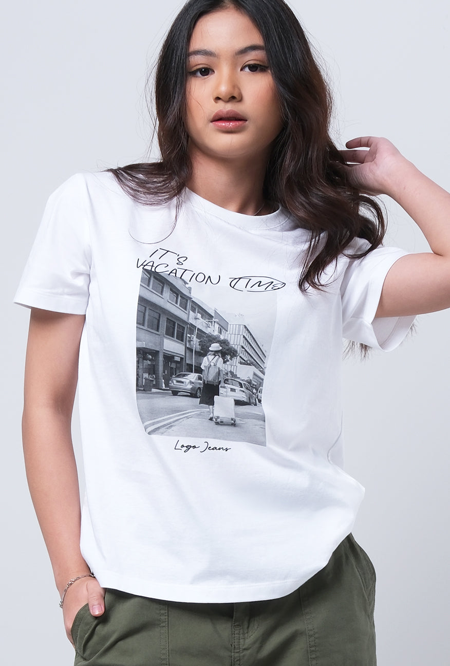 T-Shirt Basic Lengan Pendek Violet Offwhite