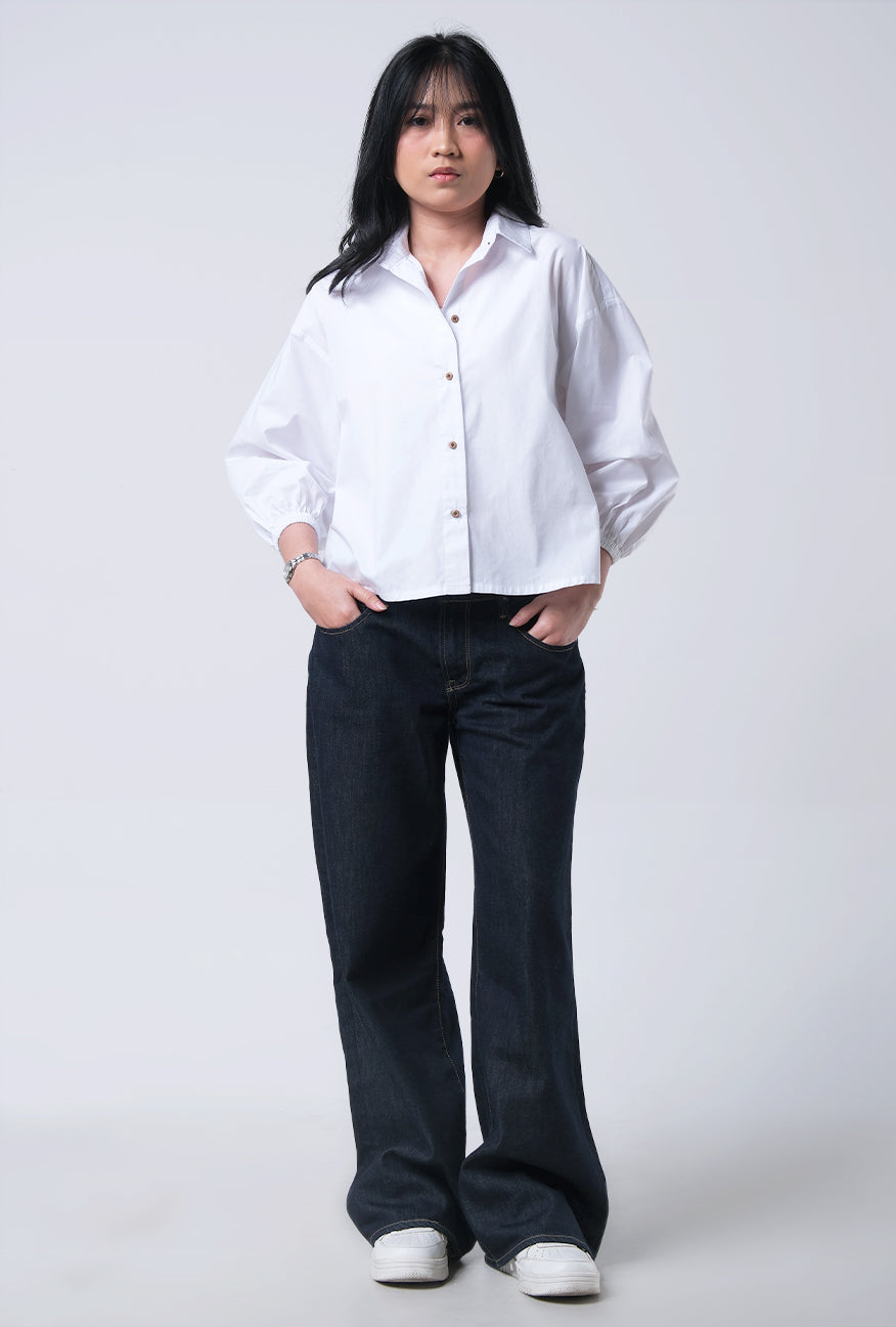 Kemeja Lengan Panjang Zelva White