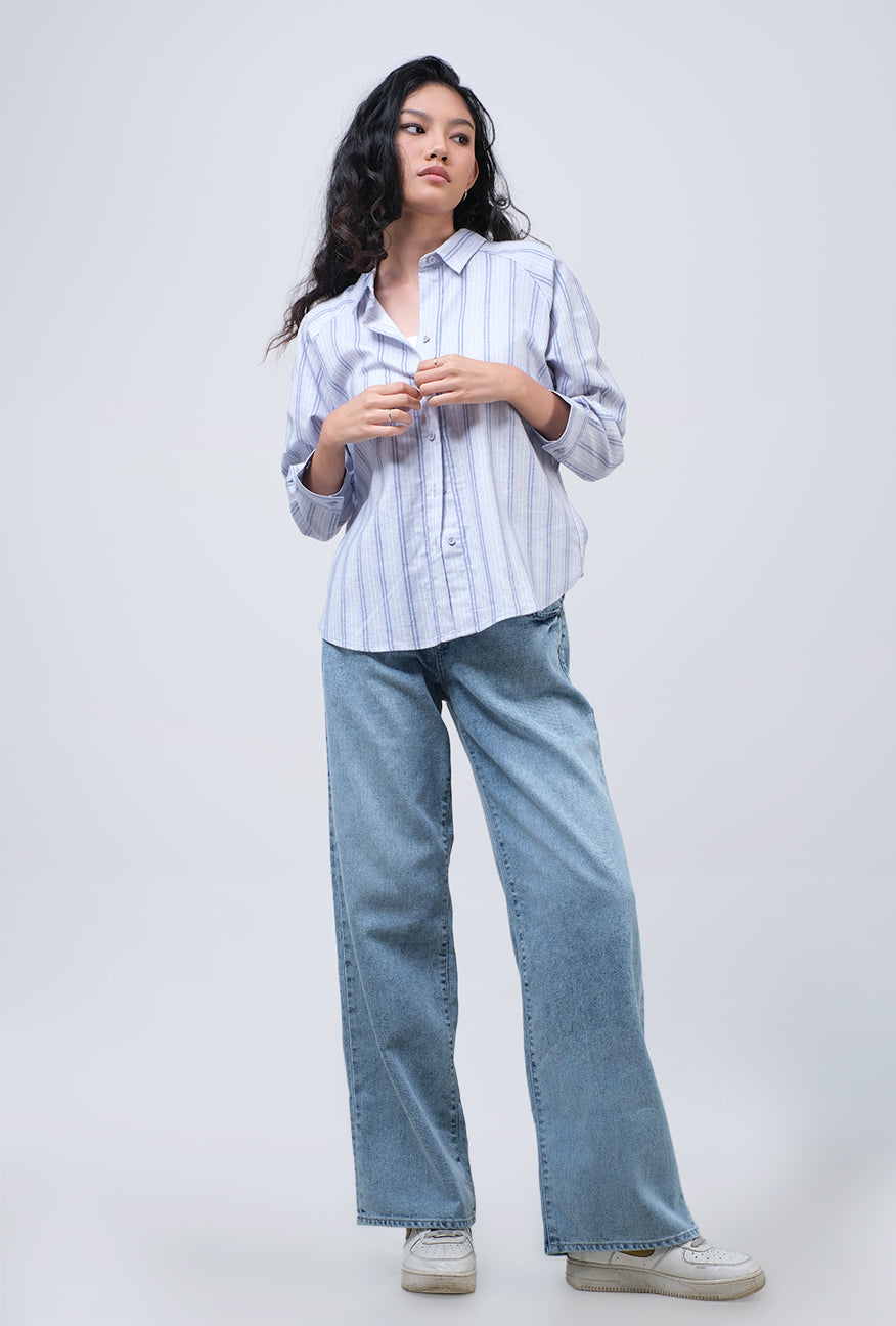 Kemeja Lengan Panjang Oleli Grey Blue