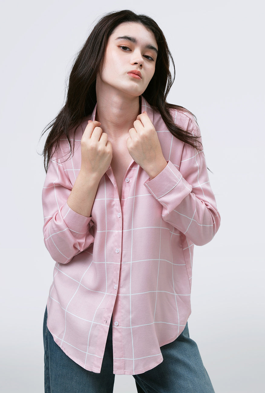 Kemeja Lengan Panjang Key Pink