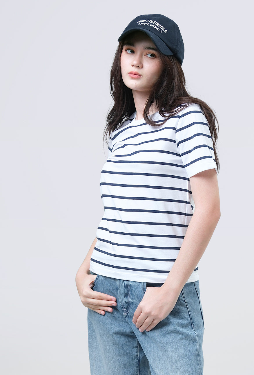 T-Shirt Lengan Pendek Kasha White Navy