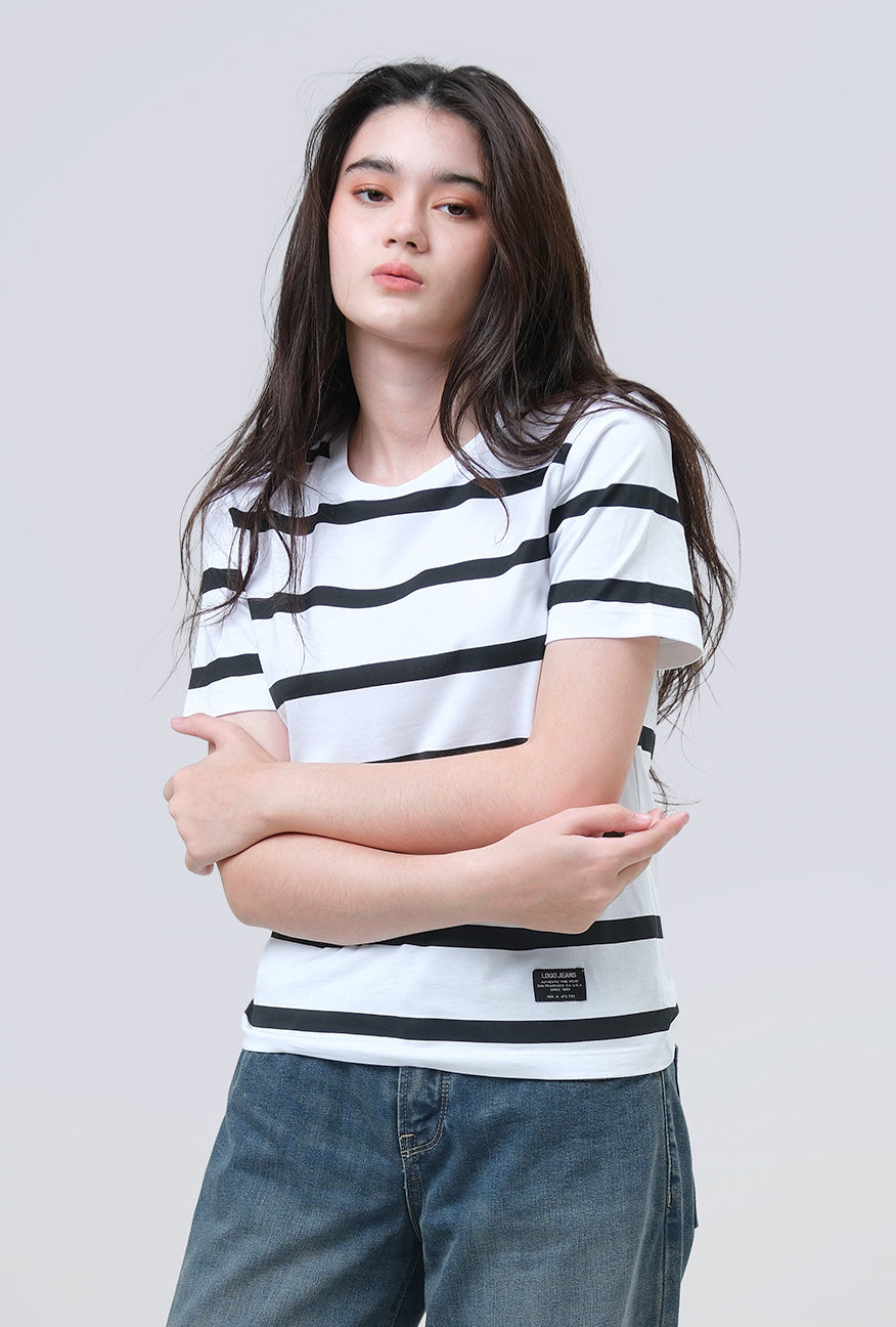T-Shirt Lengan Pendek Kalene White Black