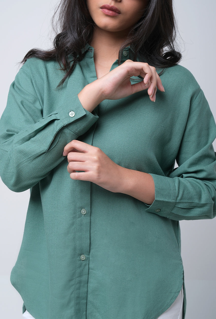 Kemeja Lengan Panjang Lindy Dusty Green