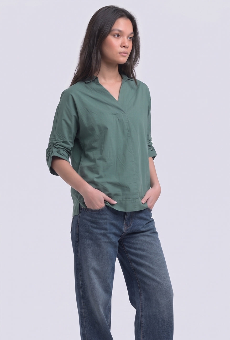 Kemeja Lengan Pendek Syasya Green