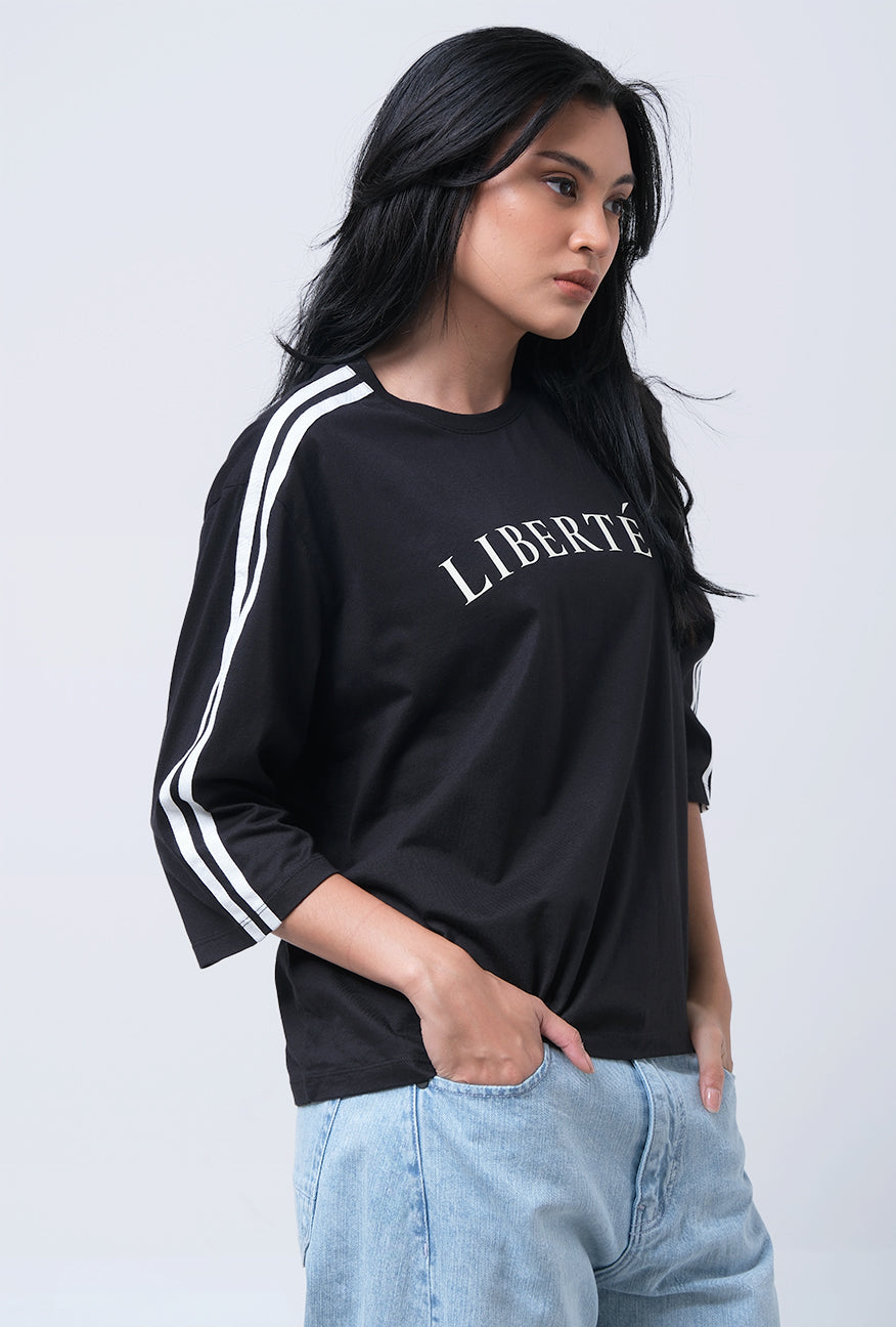 T-Shirt Lengan Panjang Leonora Black