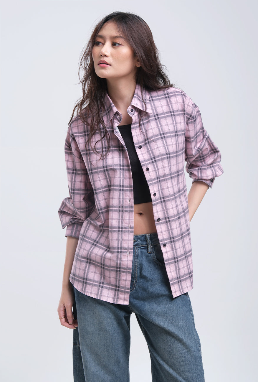 Kemeja Lengan Panjang Alanza 2.0 Pink Black