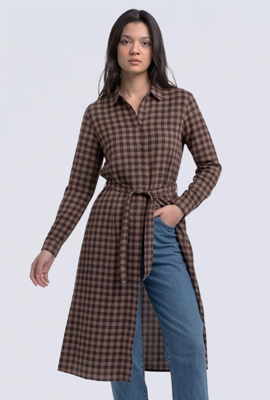 Dress Lengan Panjang Kavita Brown Black