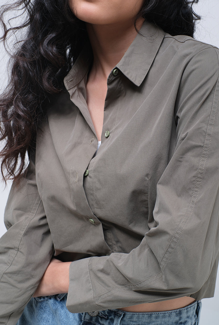 Kemeja Lengan Panjang Rose Olive