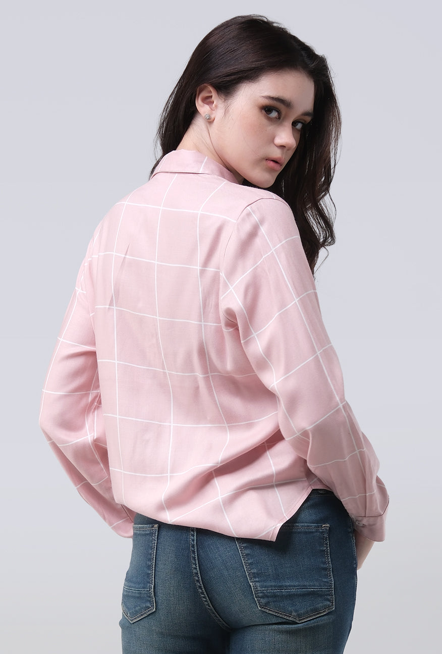 Kemeja Lengan Panjang Key Pink