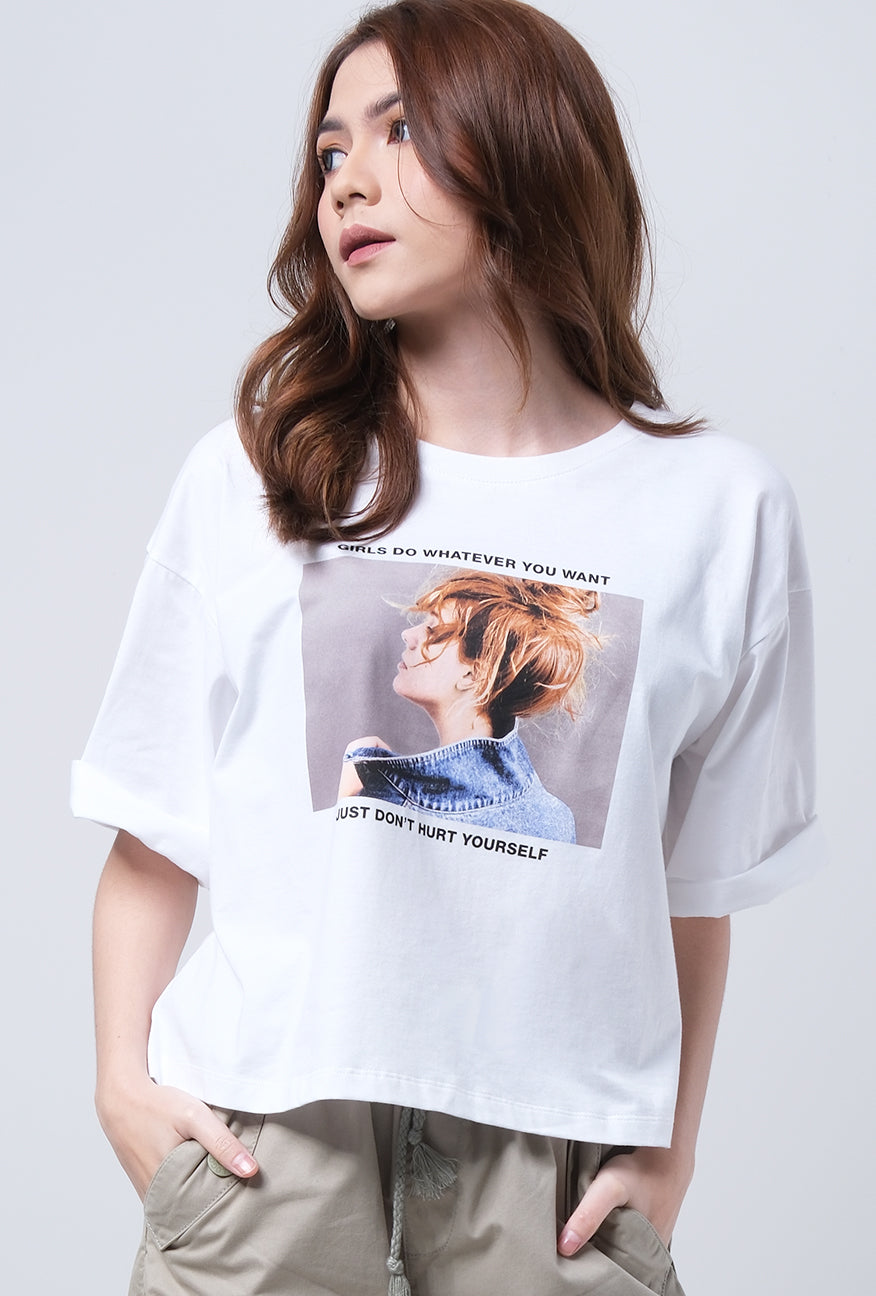 T-Shirt Crop Lengan Pendek Lilly Offwhite