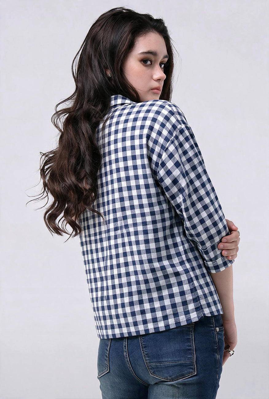 Kemeja Lumi Navy White Exclusive Online