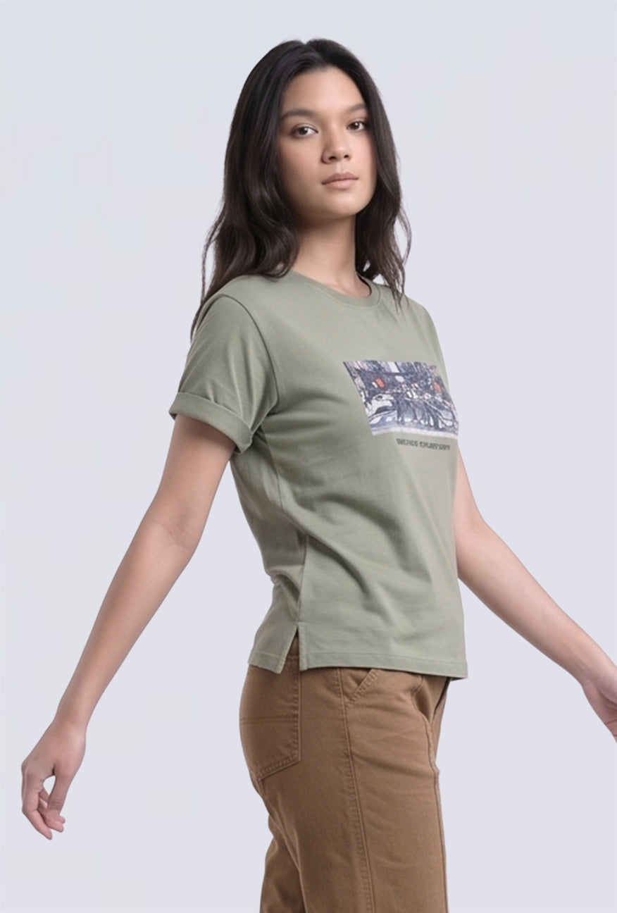 T-Shirt Boxy Lengan Pendek Alindra Sage