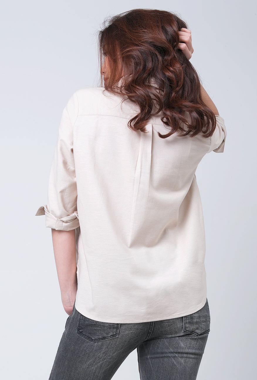 Kemeja Lengan Panjang Ninette Khaki