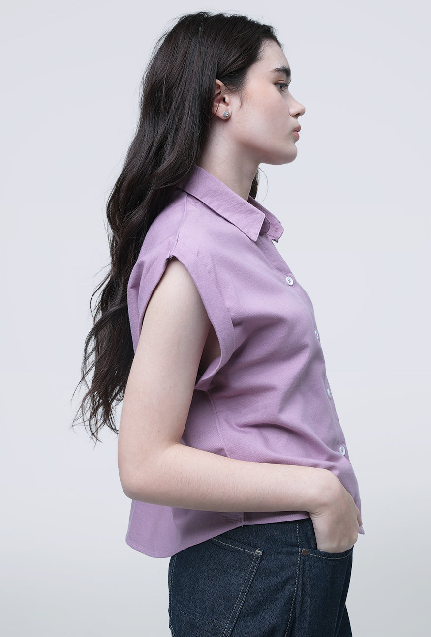 Kemeja Lengan Pendek Oryna Lavender Exclusive Online