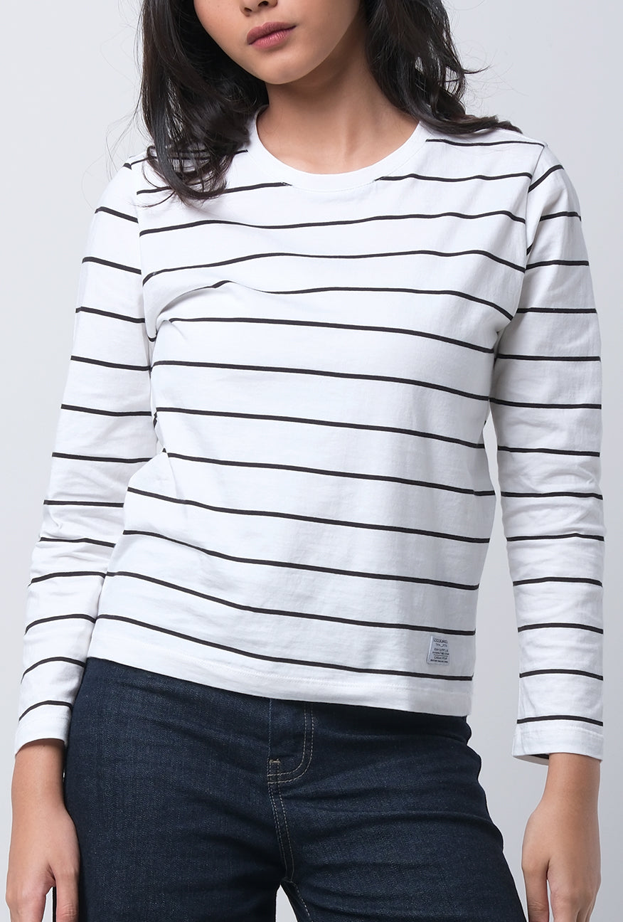 T-Shirt Felysia Offwhite Black Stripe