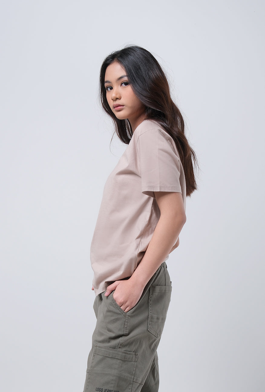 T-Shirt Basic Lengan Pendek Darlyn Khaki