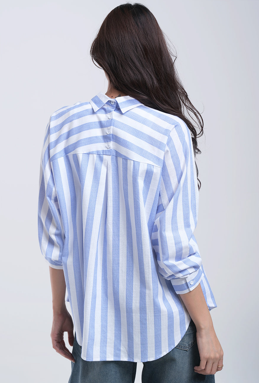 Kemeja Lengan Panjang Griffyn Blue White