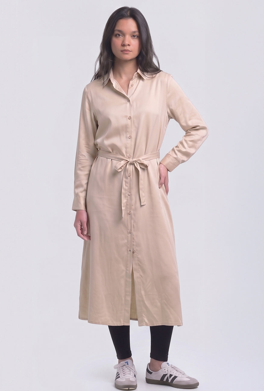 Dress Lengan Panjang Lulla Beige Cream