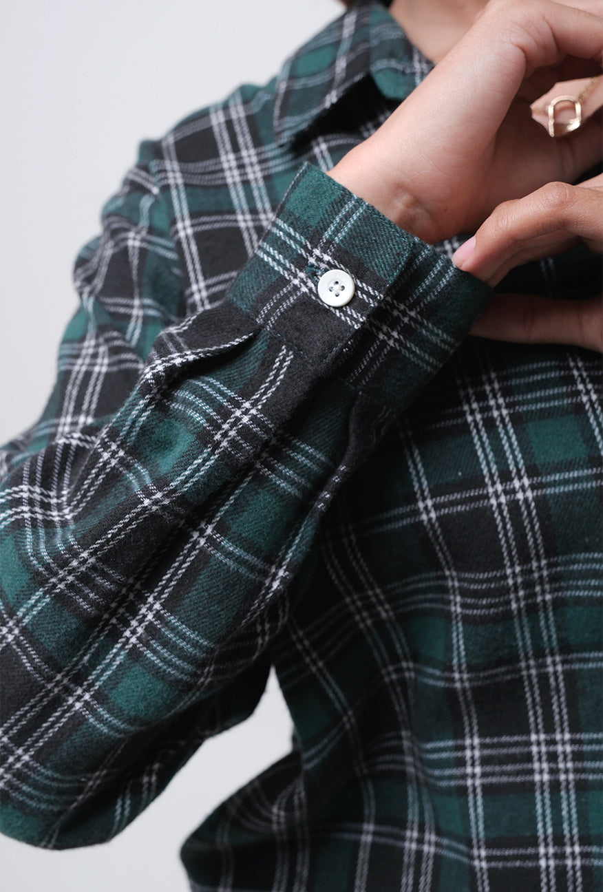 Kemeja Flanel Jenna Green Black