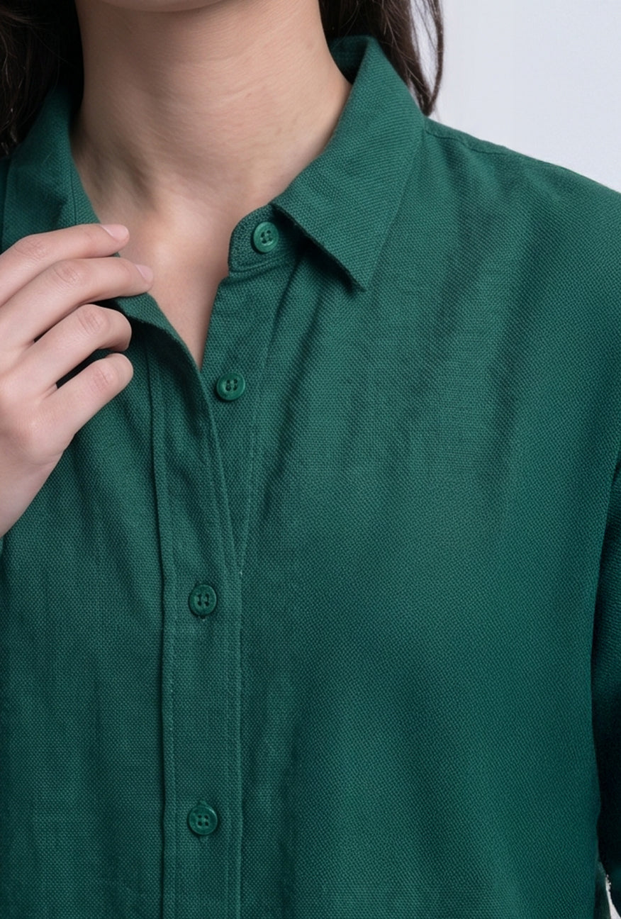 Kemeja Lengan Panjang Windy Dark Green